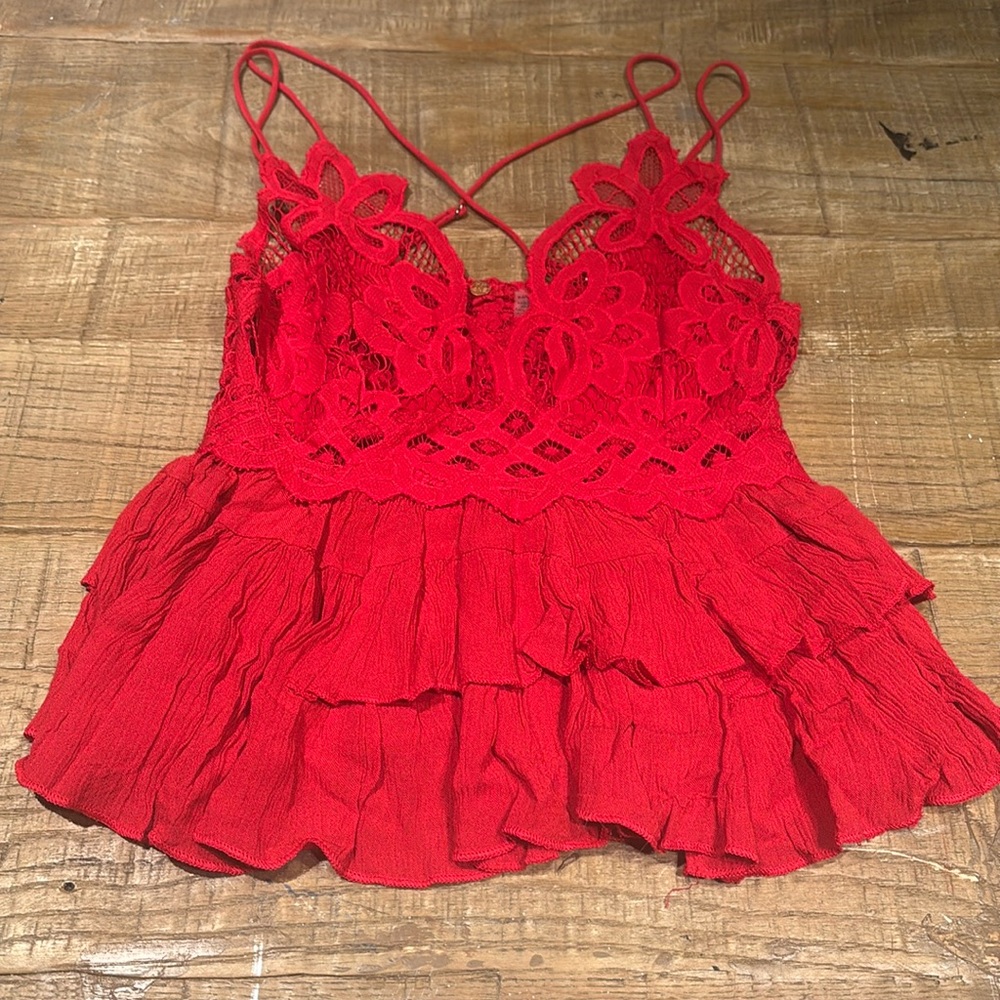 Free People lace peplum tank top
